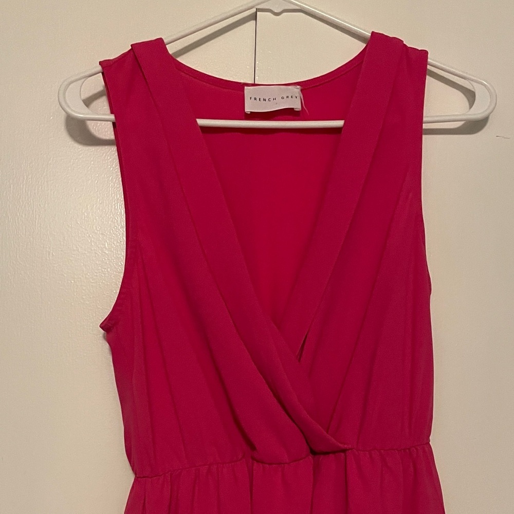 French Grey Vibrant Pink Mini Dress - Picture 2 of 4